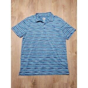 Puma Golf Performance Polo Shirt Men's Large Blue Striped Short Sleeve Dry Cell